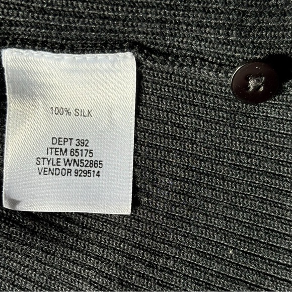 Nordstrom silk long sleeve button down ribbed cardigan twin set w/shell | Size M - Picture 15 of 15